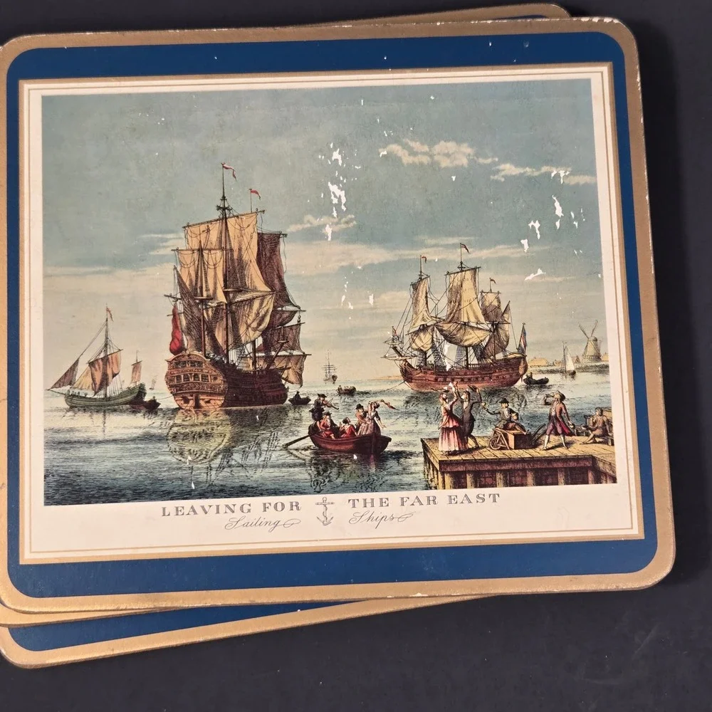Vintage Pimpernel Sailing Ships Cork Backed Placemats Set of 6 Made in UK